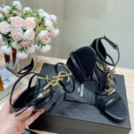 Saint Laurent Women's Cassandra Sandals In Smooth Leather Black