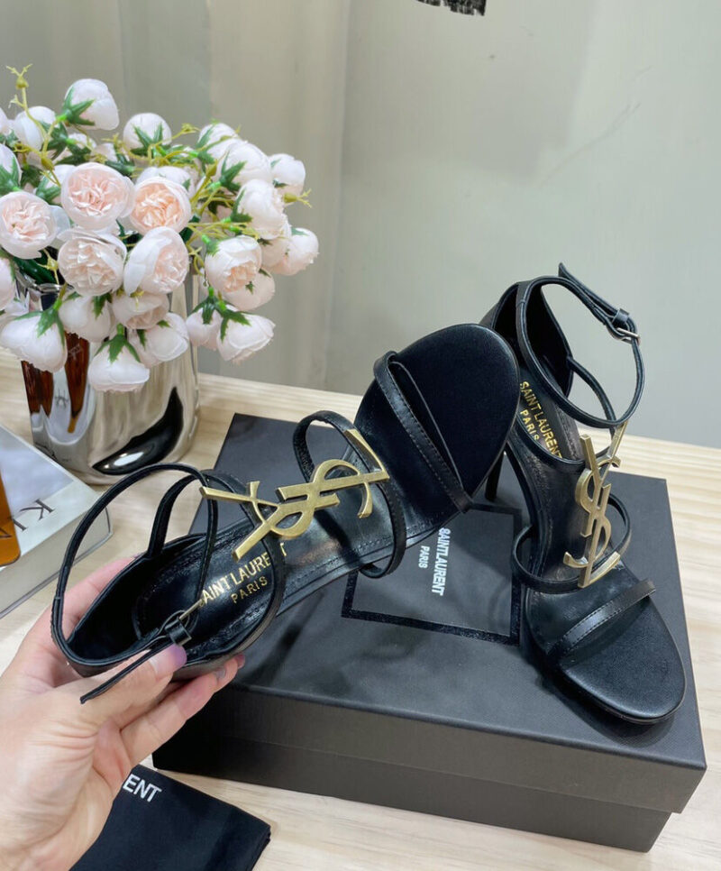 Saint Laurent Women's Cassandra Sandals In Smooth Leather Black