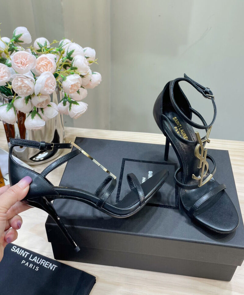 Saint Laurent Women's Cassandra Sandals In Smooth Leather Black