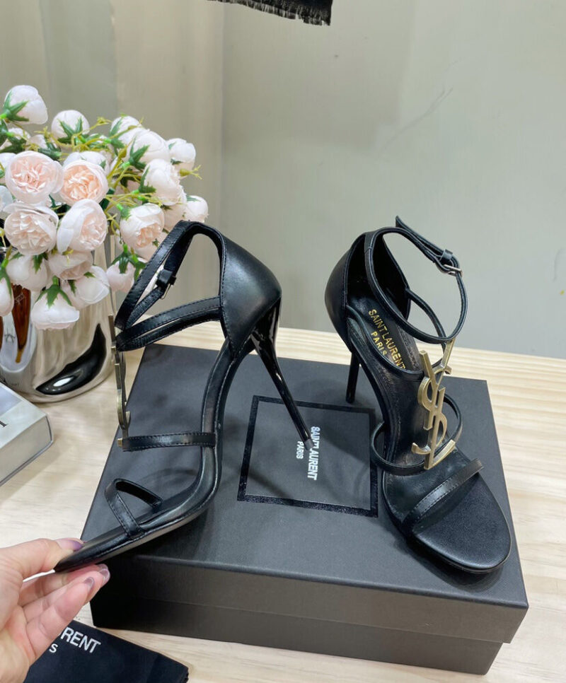 Saint Laurent Women's Cassandra Sandals In Smooth Leather Black