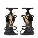 Saint Laurent Women's Cassandra Sandals In Patent Leather Black