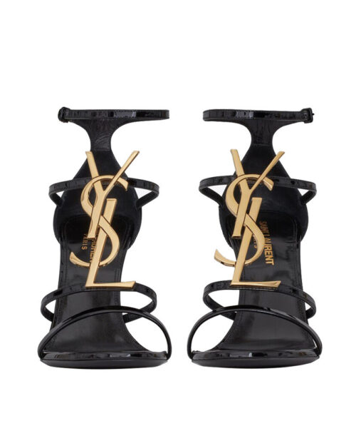 Saint Laurent Women's Cassandra Sandals In Patent Leather Black