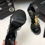 Saint Laurent Women's Cassandra Sandals In Patent Leather Black