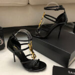 Saint Laurent Women's Cassandra Sandals In Patent Leather Black