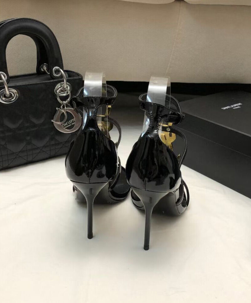 Saint Laurent Women's Cassandra Sandals In Patent Leather Black