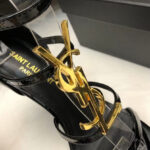 Saint Laurent Women's Cassandra Sandals In Patent Leather Black