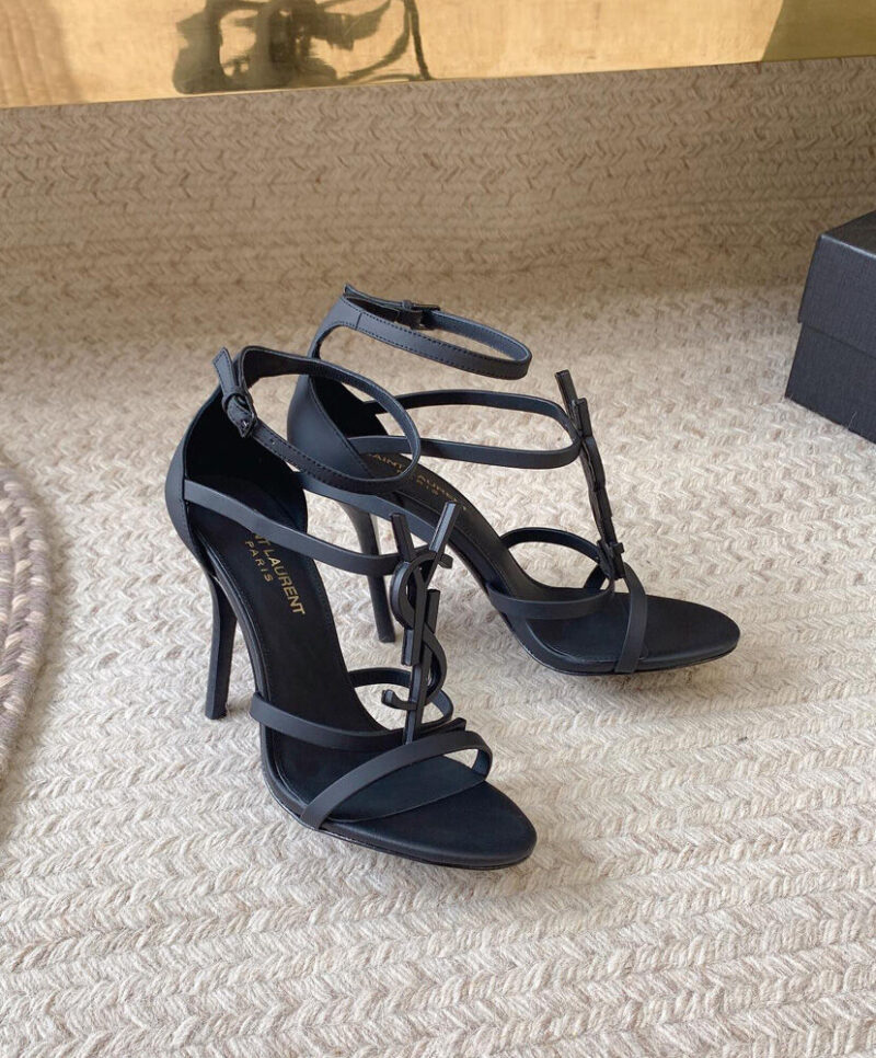 Saint Laurent Women's Cassandra Sandals In Smooth Leather Black