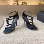 Saint Laurent Women's Cassandra Sandals In Smooth Leather Black
