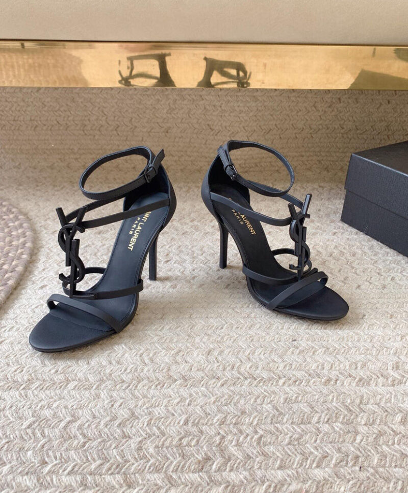 Saint Laurent Women's Cassandra Sandals In Smooth Leather Black