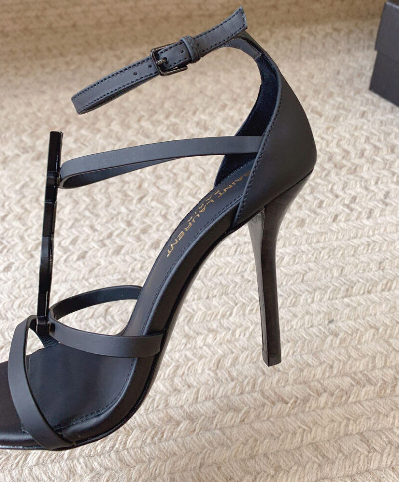 Saint Laurent Women's Cassandra Sandals In Smooth Leather Black