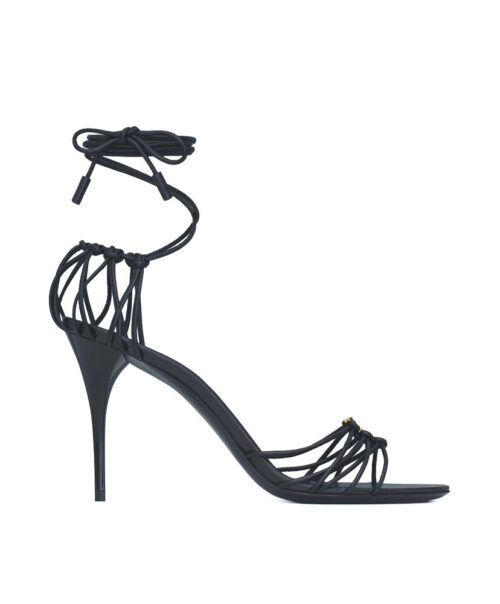 Saint Laurent Babylone Smooth Leather Sandals Black