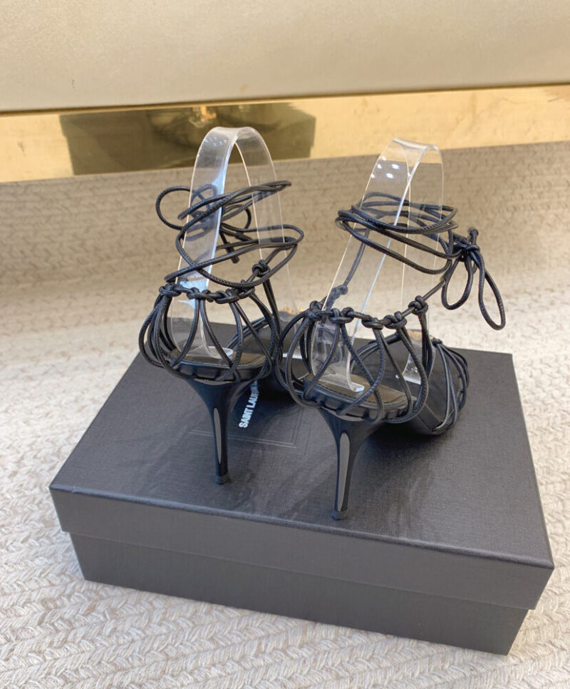 Saint Laurent Babylone Smooth Leather Sandals Black