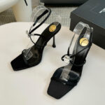 Saint Laurent Women's Harlow Sandals In Satin Crepe And Crystals Black
