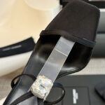Saint Laurent Women's Harlow Sandals In Satin Crepe And Crystals Black