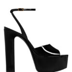 Saint Laurent Women's Jodie Platform Sandals In Patent Leather Black