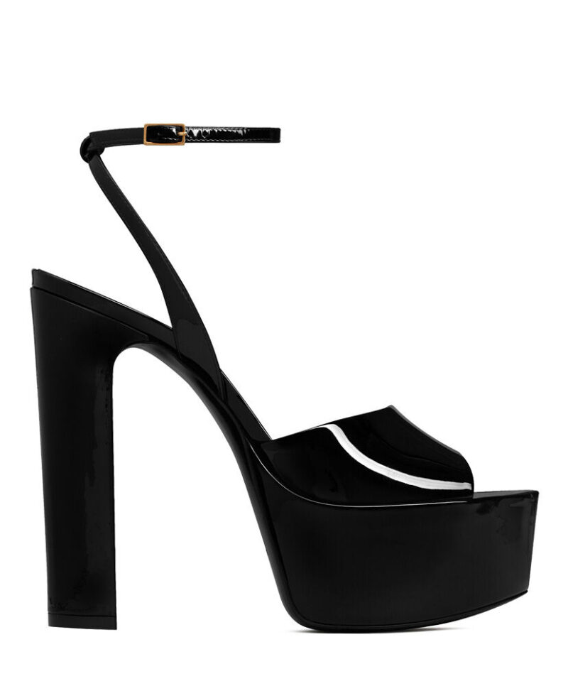 Saint Laurent Women's Jodie Platform Sandals In Patent Leather Black
