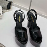 Saint Laurent Women's Jodie Platform Sandals In Patent Leather Black