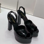 Saint Laurent Women's Jodie Platform Sandals In Patent Leather Black