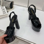 Saint Laurent Women's Jodie Platform Sandals In Patent Leather Black