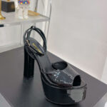 Saint Laurent Women's Jodie Platform Sandals In Patent Leather Black