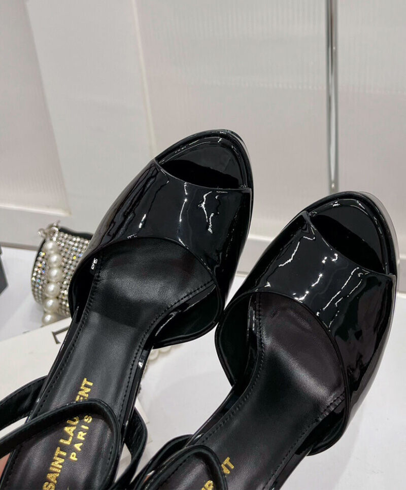 Saint Laurent Women's Jodie Platform Sandals In Patent Leather Black
