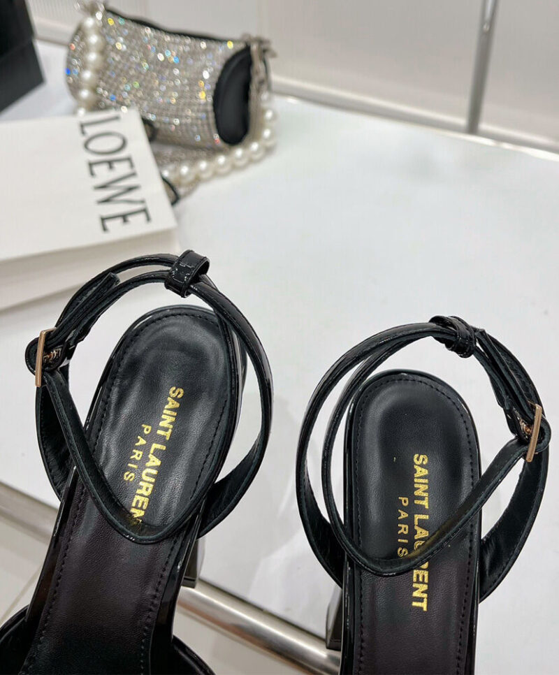 Saint Laurent Women's Jodie Platform Sandals In Patent Leather Black