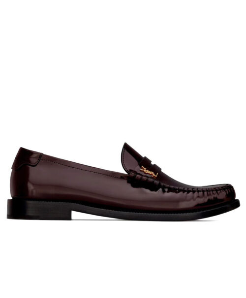 Saint Laurent Women's Le Loafer Penny Slippers In Glazed Leather Mauve