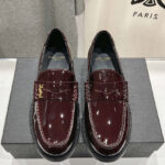 Saint Laurent Women's Le Loafer Penny Slippers In Glazed Leather Mauve