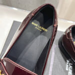 Saint Laurent Women's Le Loafer Penny Slippers In Glazed Leather Mauve