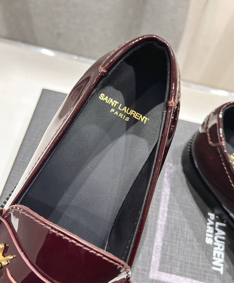 Saint Laurent Women's Le Loafer Penny Slippers In Glazed Leather Mauve