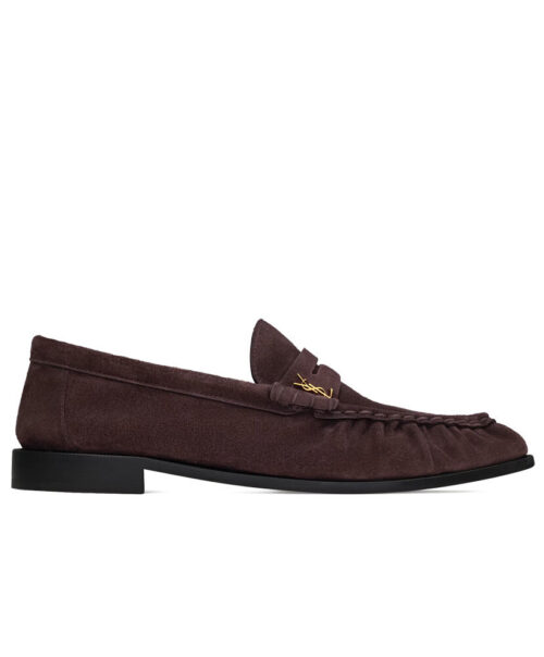 Saint Laurent Women's Le Loafer Penny Slippers In Suede Mauve