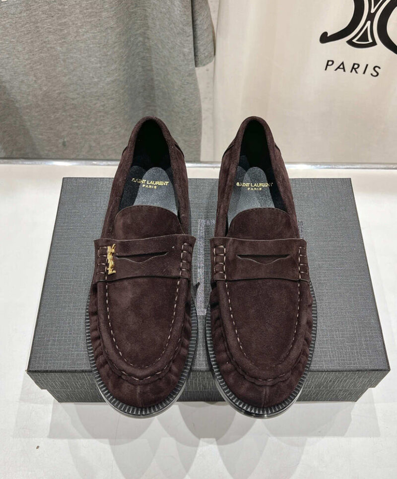 Saint Laurent Women's Le Loafer Penny Slippers In Suede Mauve
