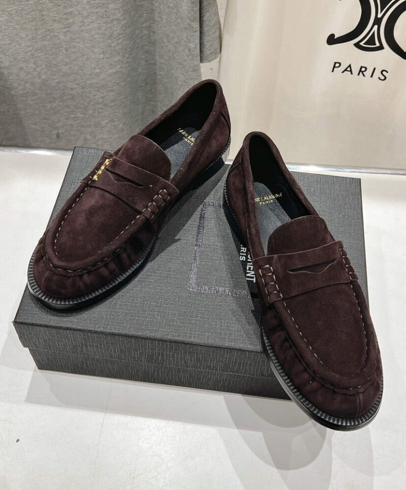 Saint Laurent Women's Le Loafer Penny Slippers In Suede Mauve