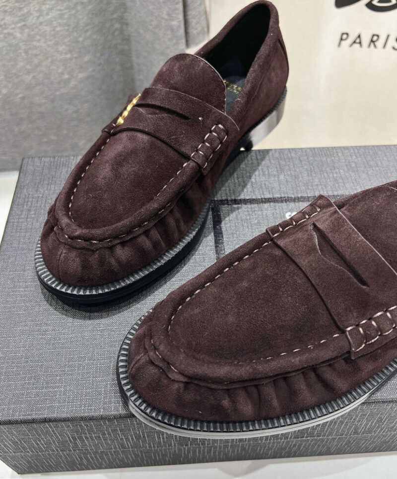Saint Laurent Women's Le Loafer Penny Slippers In Suede Mauve