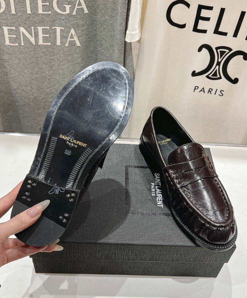 Saint Laurent Women's Le Loafer Penny Slippers In Eel Mauve