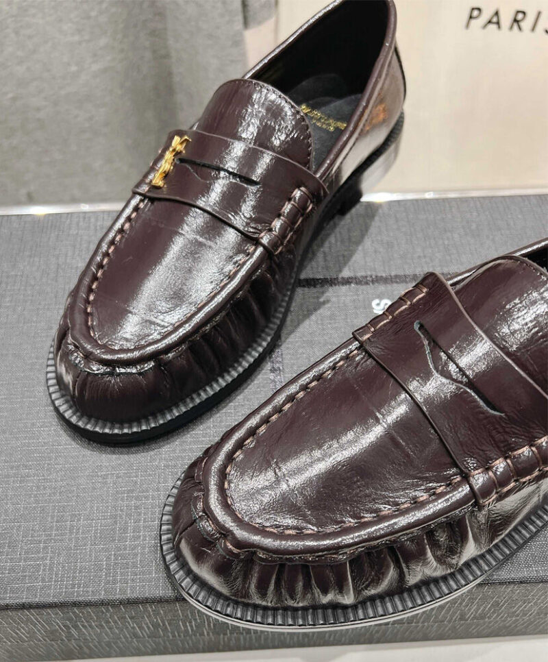 Saint Laurent Women's Le Loafer Penny Slippers In Eel Mauve