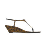 Saint Laurent Cassandra Wedges In Leopard Grosgrain Coffee