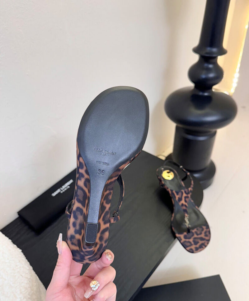 Saint Laurent Cassandra Wedges In Leopard Grosgrain Coffee