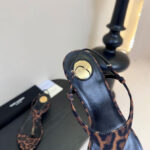 Saint Laurent Cassandra Wedges In Leopard Grosgrain Coffee