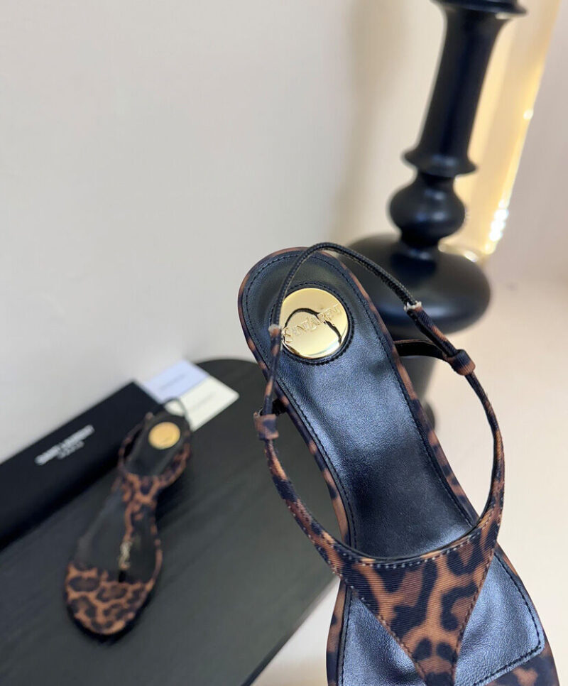Saint Laurent Cassandra Wedges In Leopard Grosgrain Coffee