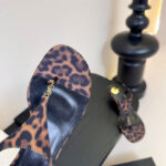 Saint Laurent Cassandra Wedges In Leopard Grosgrain Coffee