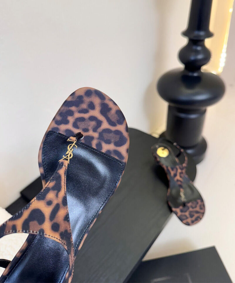 Saint Laurent Cassandra Wedges In Leopard Grosgrain Coffee