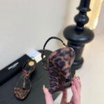 Saint Laurent Cassandra Wedges In Leopard Grosgrain Coffee