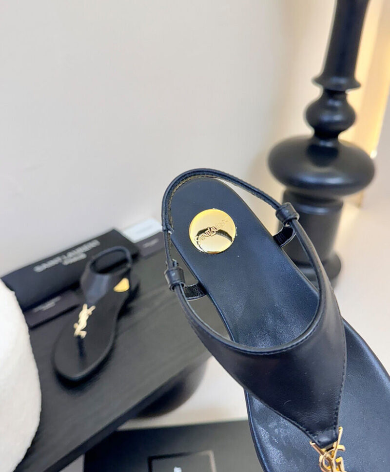 Saint Laurent Cassandra Smooth Leather Sandals Black
