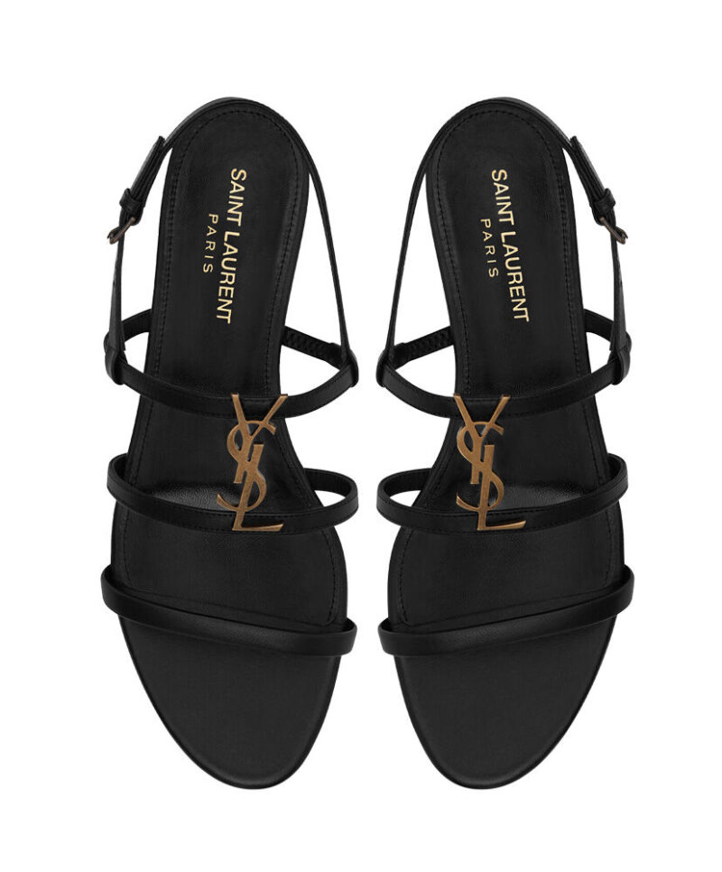 Saint Laurent Women's Cassandra Sandals In Smooth Leather Black