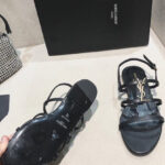 Saint Laurent Women's Cassandra Sandals In Smooth Leather Black