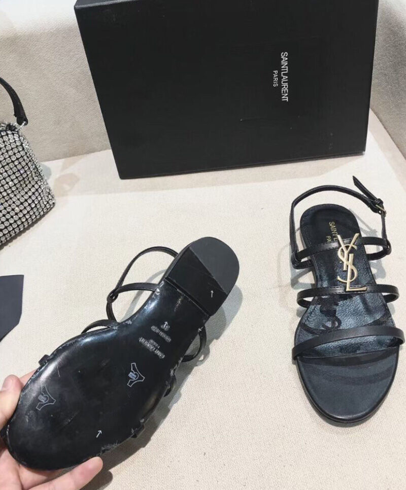 Saint Laurent Women's Cassandra Sandals In Smooth Leather Black
