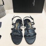 Saint Laurent Women's Cassandra Sandals In Smooth Leather Black