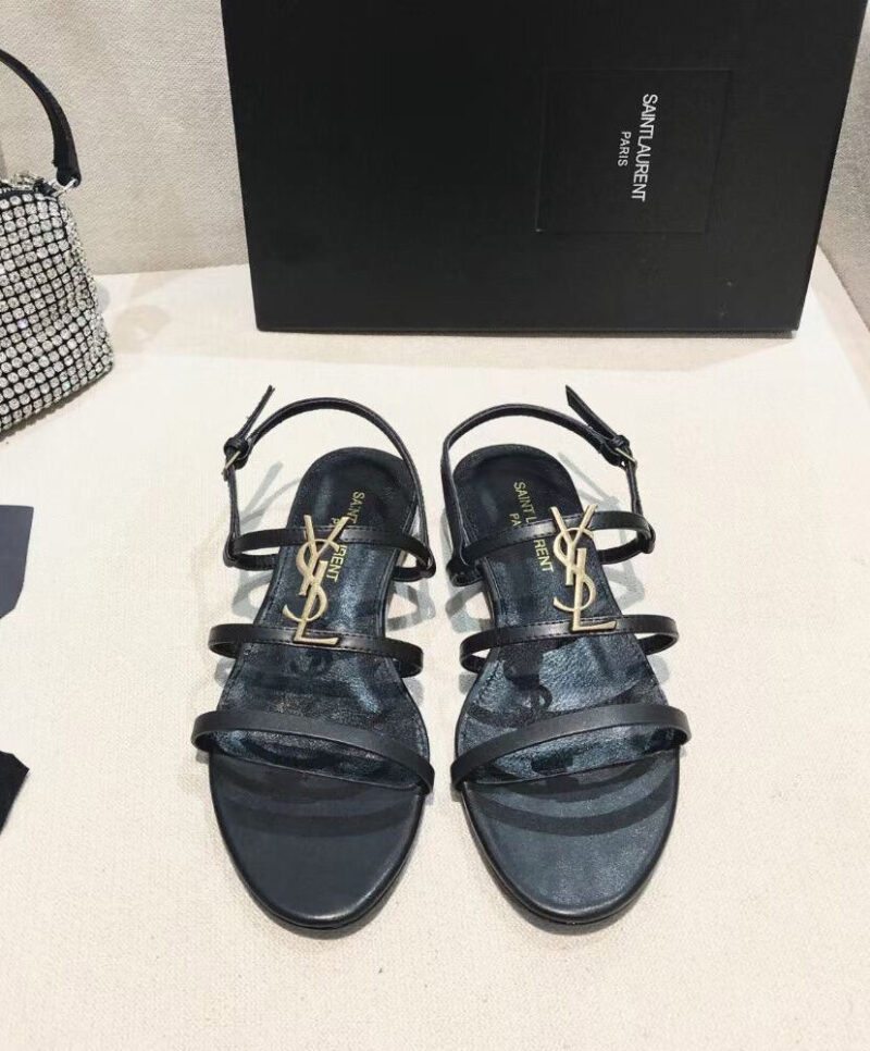 Saint Laurent Women's Cassandra Sandals In Smooth Leather Black