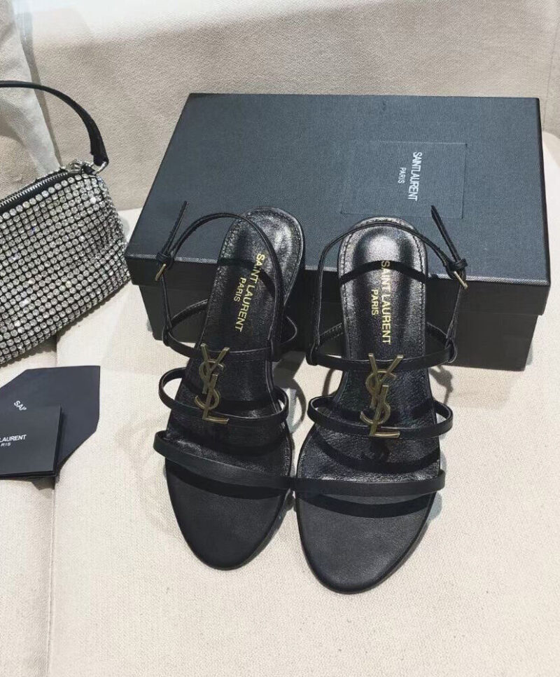 Saint Laurent Women's Cassandra Sandals In Smooth Leather Black